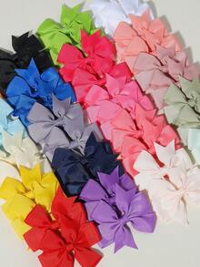 40pcs Ribbed Satin Bow Hair Clips, Multi-Color Solid Side Bang Clips, Minimalist Daily Versatile Hair Accessories For Organizing Loose Hair And Bangs - Mixed color - View 5