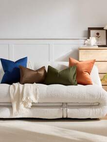 1pc/2pcs Olive Green Velvet Solid Color Decorative Pillow Case (Pillow Insert Not Included), Square Cushion Cover, Holiday Home Pillow Decor, Soft Comfortable Fabric, Modern Decorative Sofa, Home Bedroom, Dorm Use - Olive Green - View 7