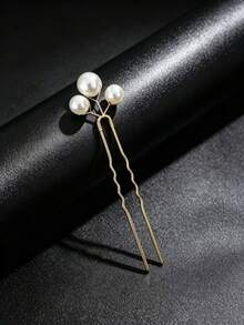 5pcs Handmade Faux Pearl Hair Clips, Suitable For Bridal Wedding Party Accessories - Multicolor - View 5
