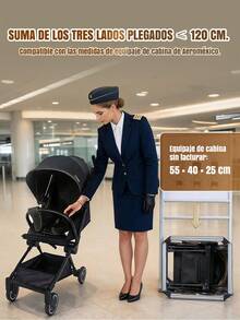 Lightweight Compact One-Way Stroller, Cabin-Approved Travel Stroller With Canopy And Storage Basket - Black - View 3