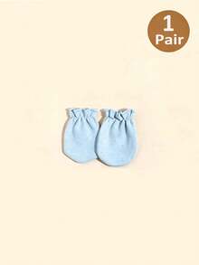 6/4/1 Pair Solid Color Newborn Baby Gloves, All-Season Anti-Scratch Infant Accessories, Soft And Skin-Friendly, Full Finger Design, Suitable For Baby Boys - Multicolor - View 9