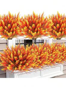 6pcs/3pcs/1pc Autumn Artificial Lavender, Synthetic Plastic Artificial Plants, Autumn Home Decor, Outdoor Potted Flowers, Rustic Farmhouse Style, Autumn Floral, Indoor/Outdoor Decorative Artificial Flowers - Multicolor - View 3