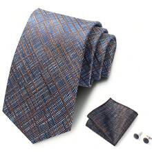 AlanKing Men's Striped Tie, Pocket Square And Cufflinks 3-Piece Set, Versatile Fashion Accessory For Business, Party, Banquet And Casual Outings - Multicolor - View 3