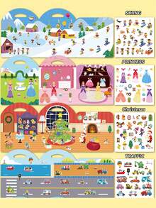 Quiet Time Busy Book With Jelly Stickers - Christmas And Halloween Theme Portable Learning, Suitable For & Toddler Activity Books - Multicolor - View 8
