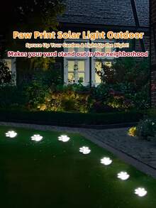 Efficient Solar Powered IP65 Waterproof Heat & Frost Resistant Auto Dusk Sensor Paw Print Design Black Solar Ground Light, Suitable For Patio Lawn Yard Pathway Outdoor Garden Landscape Decorative Lighting Accessory - Aaaa - View 10