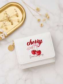 Cherry Print Short Wallet, Compact And Portable Wallet, Multi-Card Slot Card Holder, Minimalist Fashion Zipper Coin Purse, Cherry Red Bright And Eye-Catching, Convenient For Commuting And Metro Card Swiping, Quick Payment In Shopping Malls, Fast Coin And Change Retrieval For Vacation And Travel Checkout, Travel ID And Room Key Storage And Anti-Loss, Suitable For Women, College Students, Office Workers, Perfect For Gifting Between Friends, Halloween, Christmas, Souvenir, Birthday Gift - Multicolor - View 10