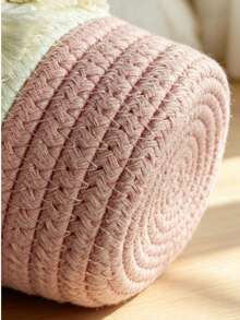 Bohemian Style Woven Tassel Cotton Rope Storage Basket, Handmade Small Desktop Organizer, Decorative Countertop Basket For Cosmetics, Pens, Small Items, Home Vanity Decor - Multicolor - View 3