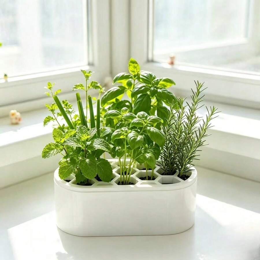 Hydroponic Scallion Growing Kit – Soil-Free Container For Home Use; Features A Multi-Hole Stabilizing Lid And Reusable Design; Ideal For Growing Green Onions, Scallions, And Herbs, Or For Regrowing Vegetable Scraps On Kitchen Windowsills Or Tabletops - Multicolor - View 1