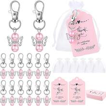 60pcs Baby Shower Favor Angel Keychain Bulk Thank You Tags Baby Girl Shower Favors Guest Return Baptism Gifts - Multicolor - View 3