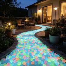 1 Pack Mixed Color Glow-In-The-Dark Pebbles, 1cm Diameter, Resin Material, Suitable For DIY Crafts In Various Scenes Such As Aquariums, Fish Tanks, Garden Paths, Patios, Lawns And Terrace Landscapes - Glowing Colored Stones - View 7