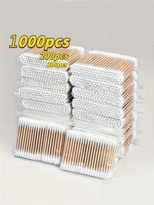 2000/1000/500/300pcs Multi-Functional Makeup & Ear Cleaning Swabs, Personal Care & Household Dual Use. Double-Ended Design, Fragrance-Free Hypoallergenic Facial And Ear Cleaning - B - View 2