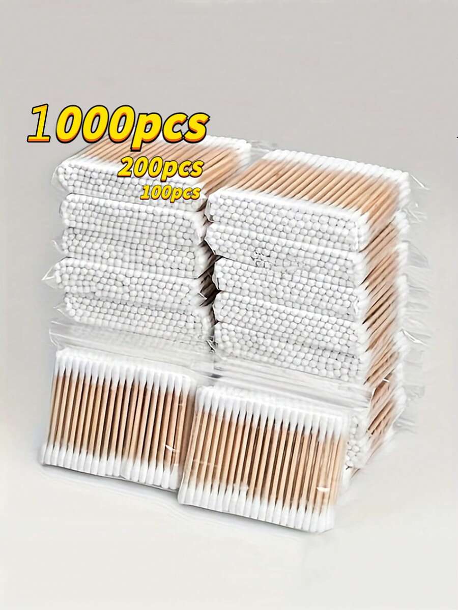 2000/1000/500/300pcs Multi-Functional Makeup & Ear Cleaning Swabs, Personal Care & Household Dual Use. Double-Ended Design, Fragrance-Free Hypoallergenic Facial And Ear Cleaning