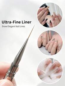 5pcs Metal Cap Nail Art Liner Brush Set, Ultra-Fine Precise Drawing Pen, Professional Gel Nail Polish DIY Tools - Multicolor - View 2