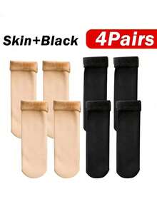 1/2/4/5 Pairs Of New Women's Winter Thickened Warm Short Socks,Ce Socks, Snowce Socks, Home Socks, Snow Socks Autumn Winter Warm Mid-Calf Socks - Multicolor - View 13