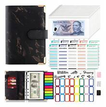 YICHN Organizador De Dinero A6,Agenda A6 de Anillas Desmontable + 12 Tarjetas dePresupuesto +12 Sobres para Efectivo +stickers en inglés y etiquetas. Incluye 200calcomanfas de regalo. Gris - Negro - Ver 10