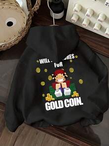 Streetwear Cool Cartoon Graphic Print Sweatshirt, Versatile Top For Teenage Boys, Suitable For Spring, Autumn And Winter - Black - View 2