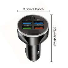 5 合 1 4USB+Type-C PD 快速车载充电器，支持超级快速充电 - 黑色 - 查看 6