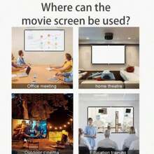 16:9 Foldable White Projector Screen, Wrinkle-Resistant Soft Fabric, Portable Home Theater Movie Screen - White - View 5