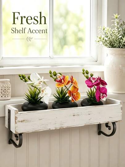 1pc Artificial Phalaenopsis Orchid Potted Plant, Artificial Orchid Desktop Floral Decoration, Fresh Natural Home Decor, Suitable For Living Room, Bedroom, Office, Entryway, Windowsill, Etc., Wedding Table Decor, Birthday Party, Housewarming, Holiday Space Arrangement, Best Gift Choice For Wedding Season, Graduation Season, Back To School, Halloween, Christmas, Home Decoration, Room Decoration