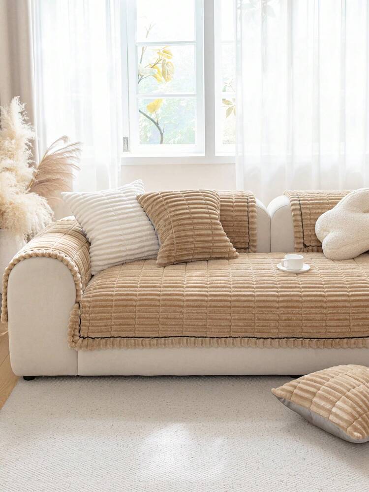 1 buah Sarung Sofa Quilted Warna Polos, Cocok untuk Semua Musim, Hangat dan Lembut, Ramah Kulit, Dapat Dicuci dengan Mesin, Ramah Hewan Peliharaan, Pelindung Furnitur Dekorasi Liburan, Memperbarui Sofa Lama, Cocok untuk Sofa 1/2/3/4 Dudukan, Sandaran Tangan, Sandaran Punggung, Sarung Sofa - Khaki - View 3