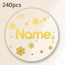 30-240pcs Custom Clear Christmas Name Stickers, Personalized Golden Holiday Gift Labels, Festive Christmas Tree Style, Customized Transparent Stickers, Gift Wrapping Decor, Customizable Name Seals, Christmas Party Favors, Christmas Gifts, Family - Multicolor - View 7