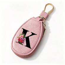 Black Letters A-Z Car Key Protection Cover PU Key Bag Mini Car Key Bag Key Ring Wallet Zipper Charter Keychain Male And Female Universal Key Ring Gift - Multicolor - View 34