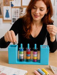 Multifunctional Magnetic Tool Holder Storage Box,Equipped With A Bobbin, Suitable For Sewing Machine Thread Spools, Screwdrivers, Tweezers - Blue, With Colorful Knob, No Installation Required, Convenient Storage, Sewing Machine Accessory - A - View 8