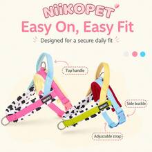 2pcs Dog Harness & Leash Set | Durable Polyester Webbing With Cow Print Thickened Neoprene Padding, Anti-Burst & Anti-Escape; Comfortable Non-Slip Leash Handle, Strong Round Rope, Suitable For Medium Dogs For Indoor & Outdoor Use - Multicolor - View 6