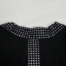 PORRCEY Women's Elegant Solid Color Party Rhinestone Jumpsuit, 3 Pieces Set Wedding Spring Black - Black - View 11