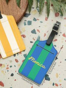 1件客製化姓名行李吊牌，適用於行李箱，彩色條紋UV印刷，附隱私姓名卡與登機證口袋，包包吊牌 - 彩色 - 查看 5