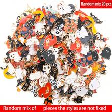 10/20/30/50/100pcs Random Mixed Halloween Enamel Charms Pumpkin Ghost Witch Bat Alloy Pendant For DIY Bracelet Necklace Jewelry Making Findings - Multicolor - View 11