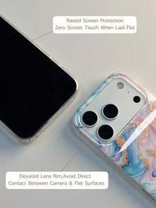 Casing Ponsel Motif Salib Marmer dengan Slogan Fashion Anti Guncangan, 1 buah Pelindung Anti Guncangan, Kompatibel dengan iPhone 16 Pro Max/15/14 Plus/13/12/11, Hadiah Paskah, Ulang Tahun Musim Semi, Desain Pola Marmer - MultiWarna - View 2
