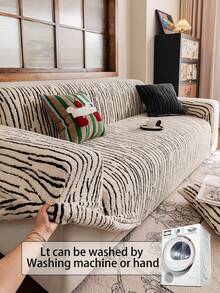 1pc Minimalist Solid Color Premium Sofa Cover, Cat-Like Softness Without Shedding, Suitable For All Four Seasons, Hand Washable And Machine Washable, Cat Scratch Resistant, Easy To Clean, Odorless, Pet-Friendly - Beige - View 5