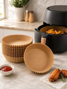 25/50/100pcs Air Fryer Paper Liners, Round, Kitchen Accessories, Non-Stick Baking Paper, Air Fryer Accessories, Oil-Proof And Water-Proof, Suitable For Baking, Roasting And Microwave Use - Multicolor - View 2
