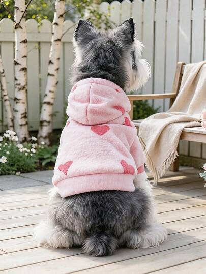 1pc Pet Clothes Dog Cat Apparel Clothing Small Dog Puppy Cute Pet Clothes Dog Apparel Clothing Small Dog Autumn Winter Warm Comfortable Pink Heart Sweatshirt