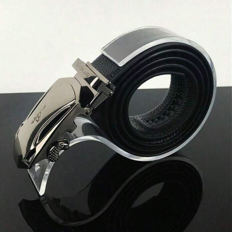 1/2pcs Transparent Acrylic Curved Hook Belt Rack, Desktop Belt Display Stand - Clear - View 3