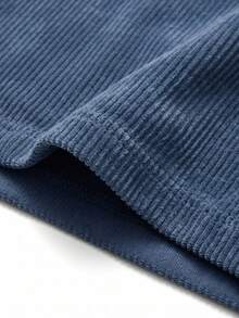 Men's Spring/Autumn Fashion Casual Minimalist Loose Fit Crew Neck Long Sleeve T-Shirt - Navy Blue - View 7