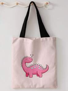 1 buah Tas Tote Kanvas Motif Hewan Kartun, Tas Bahu Genggam Kapasitas Besar, Tas Belanja yang Dapat Digunakan Kembali untuk Pesta Festival Musik, Pengemasan Buku Sehari-hari - MultiWarna - View 10