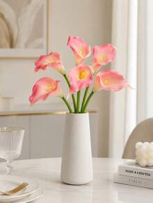 1/6/12/20Pcs PU Pink Artificial Calla Lily Flowers,Realistic Faux Calla Lily Bouquet, No Vase, For Home Table, Wedding, Indoor Outdoor, Garden, Party Decor Floral Arrangement - Baby Pink - View 13