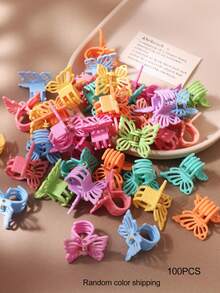 10/20/30/50/100pcs Colorful Hollow Butterfly Hair Claw Clips For Women, Side Clips, Forehead Bangs Clips, Braid Clips, Mini Elegant Princess Hair Accessories (Random Color) - Multicolor - View 9