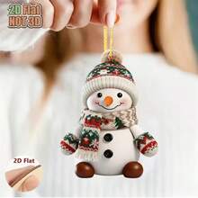 2D Flat [Decorative Hanging Ornament] Snowman 2pcs Set, Christmas Fairy Tale Character, Perfect For Christmas Window And Party Decoration, Christmas Tree Decoration, Perfect Christmas, 2026 New Year Gift, Birthday Gift, Holiday Party Gift - Multicolor - View 7
