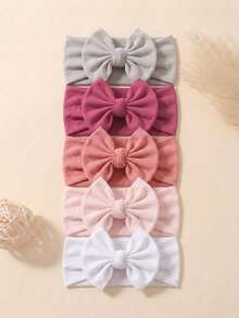 5pcs Baby Bow Decor Hair Band Love Valentine - Multicolor - View 10