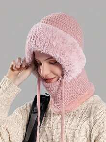 1pc Women's Outdoor Cycling Warm Hat With Mask And Scarf, Thermal Lined Ear Protection One-Piece Head Cover, Halloween - Multicolor - View 4