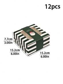 4/12pcs Christmas Theme Window Paper Dessert Boxes, Foldable Baking Packaging Boxes, Suitable For Halloween Cookies, Macarons, Tarts, Holiday Party Gift Empty Boxes - View 23