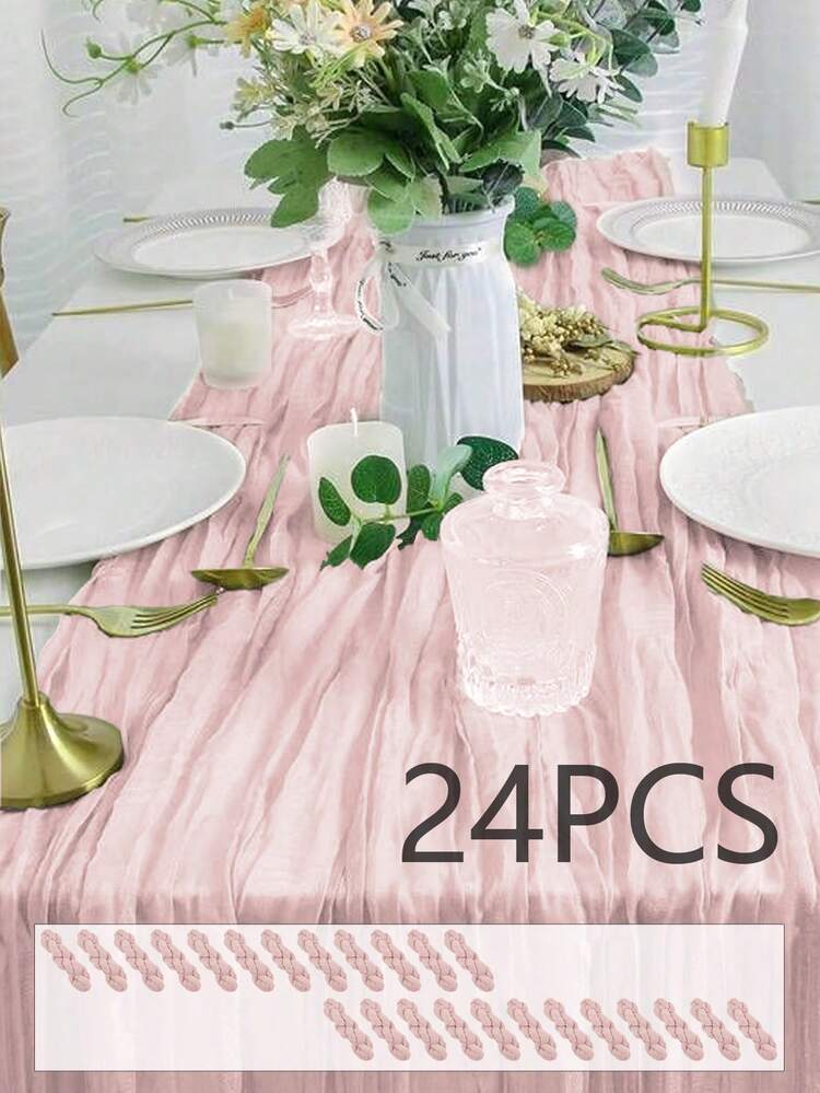 24/16/10/6/1pc Cheesecloth Table Runner - 10ft Champagne Boho Gauze Cheese Cloth Table Runners For Baby Shower Decoration Wedding Party Summer Garden Farmhouse - Multicolor - View 142