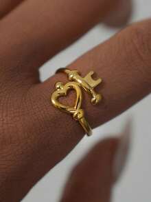 1pc Vintage Minimalist Heart-Shaped Promise Ring - Romantic Copper Ring For Women, Suitable For Valentine's Day And Daily Wear - Silver - View 13