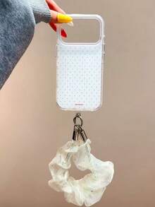 Wrinkled Silver Rope Pendant Compatible With Apple 17 Pro Max Phone Case, 16 New Model, 15 Pro, Women's 16 PM Full Coverage Protective Shell - White - View 5