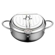 24cm 3.4L Japanese Tempura Deep Fryer Pot, Stove‑Top Frying Pot Built‑In Thermometer And Oil Drainer Rack For Home Use - View 6
