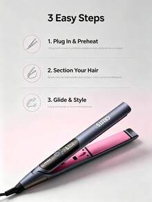 CRASTS Hair Straightener, 2‑In‑1 Flat Iron For Straight & Curly Hairstyles, Ceramic Plates With LCD Digital Display, Adjustable Temperature Professional Hair Styling Iron For Home Salon Use For Women Home Daily Hair Styling - Dark Grey - View 9