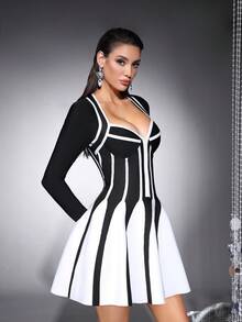 Bernatova Women's Summer Straps Mini Bandage Dresses , Slimming Backless Slimming Party Dresses For Birthday , Wedding Guest , Cocktail , Dinner Party - Black - View 3